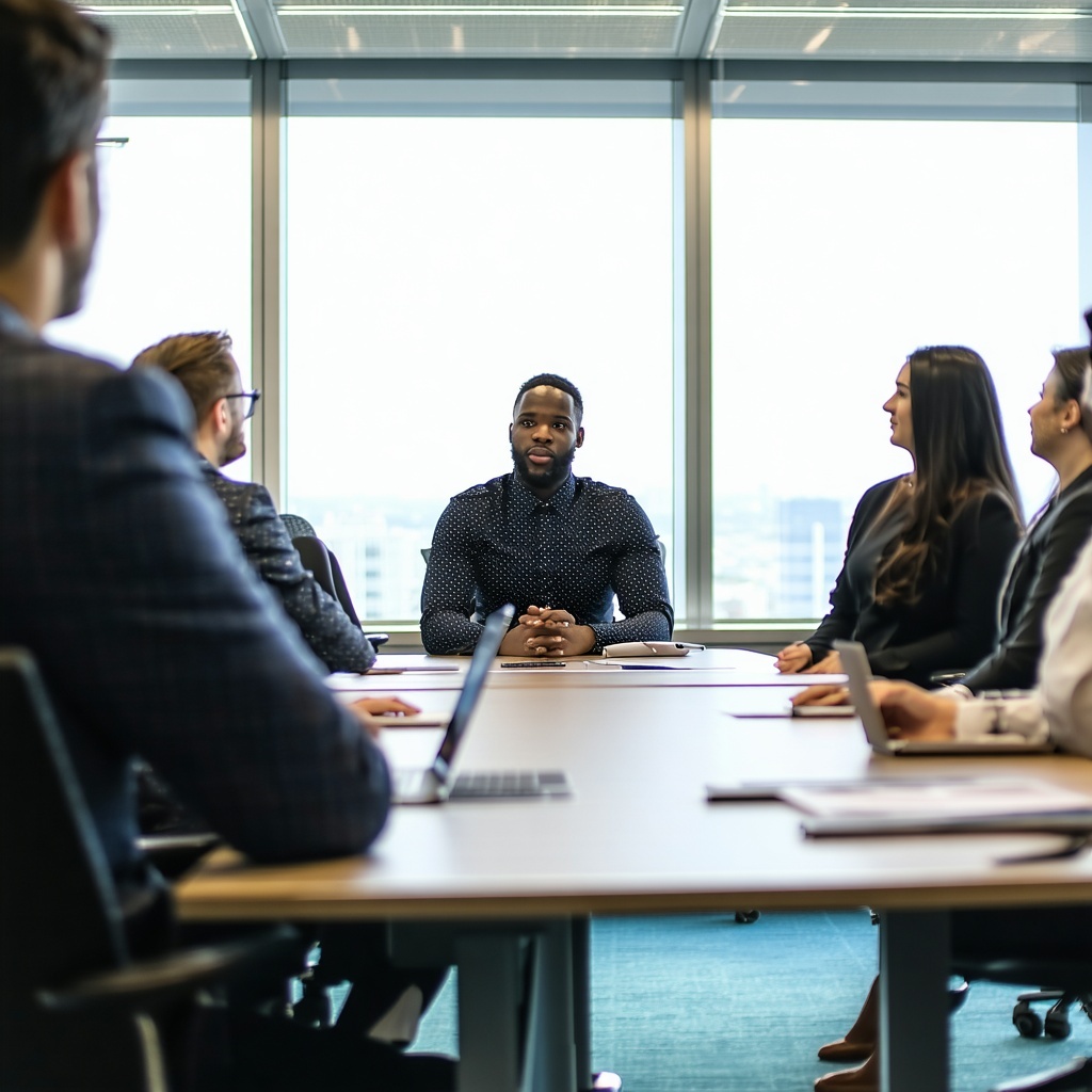 a person in a leadership room