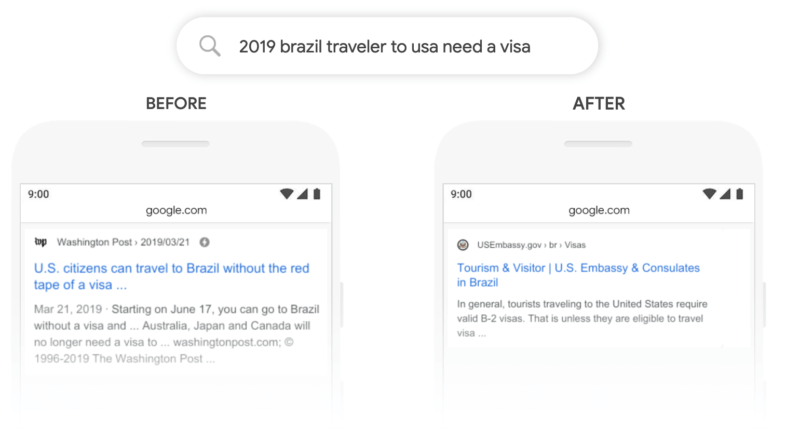 Google bert update example 1